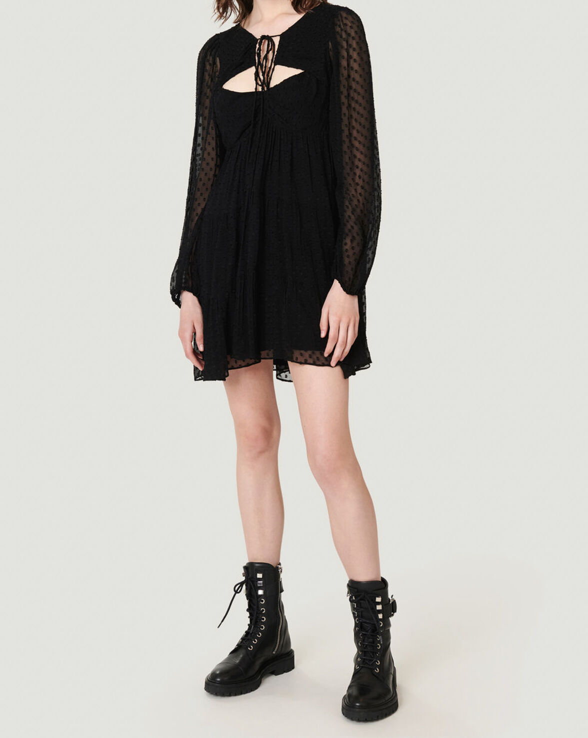 DIXON OPEN HALTER BABYDOLL MINI DRESS image number null